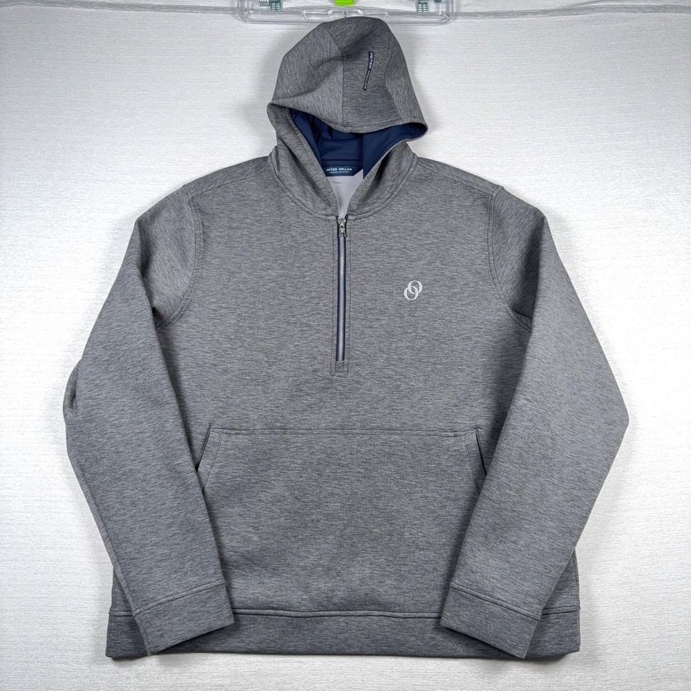 Peter Millar Winsome 1/2 Zip Pullover Hoodie Mens XXL Gray Heather Crown Crafted